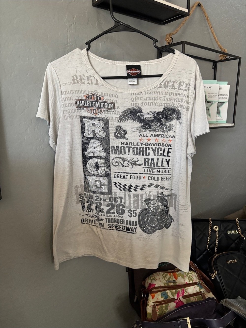 Harley-Davidson White Graphic Motorcycle Rally Short Sleeve Tee